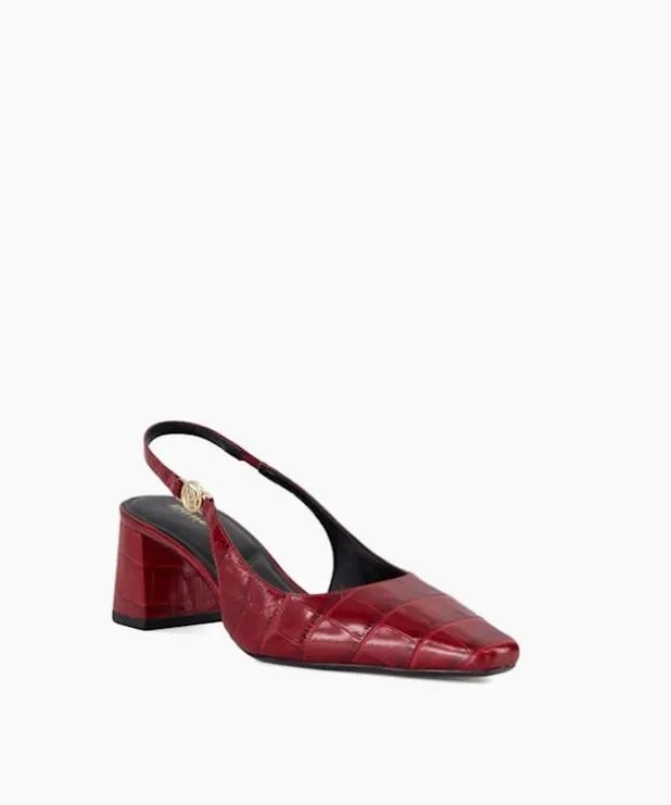 Dune London Heels Women Chisel Toe Block Heel Slingback Court Shoes Red