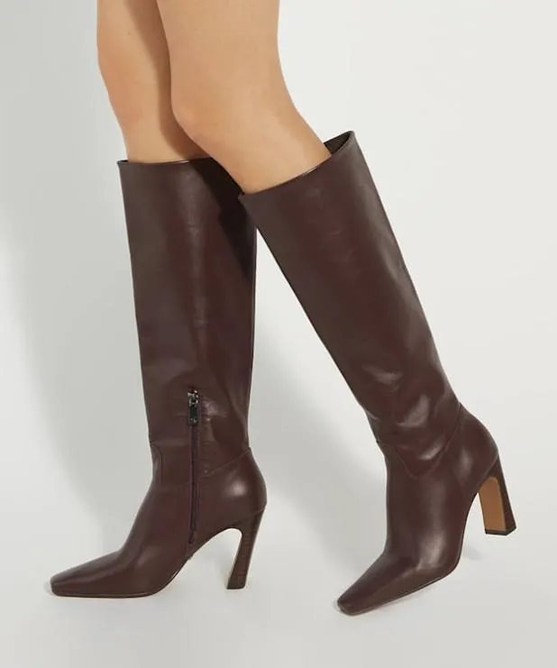 Dune London Knee High Boots Women KneeHigh Square Toe Boots Red