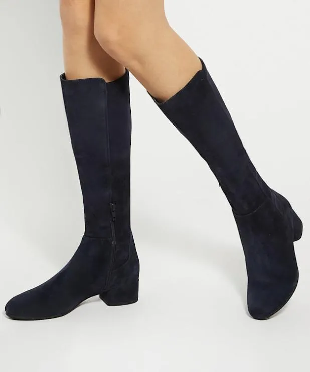 Dune London Knee High Boots Women Wide Fit Stretch KneeHigh Boots Blue