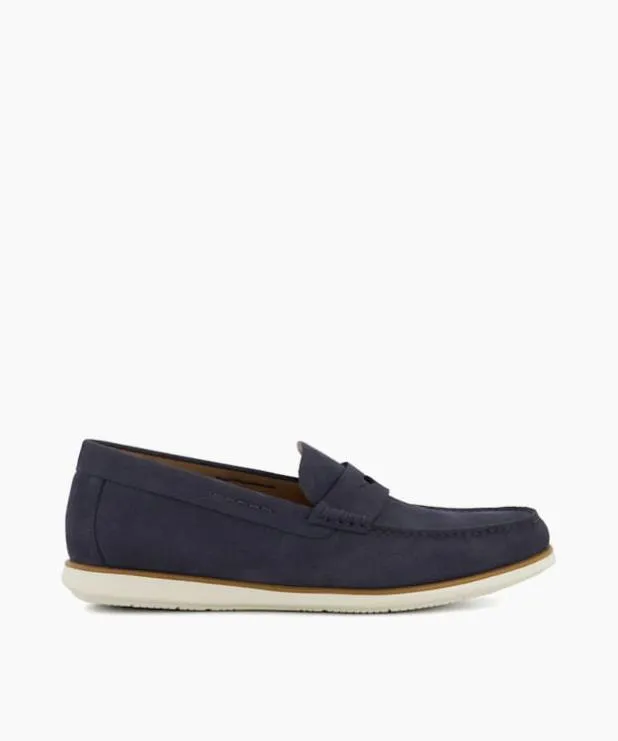 Dune London Loafers Men Penny Trim Nubuck Loafers Blue