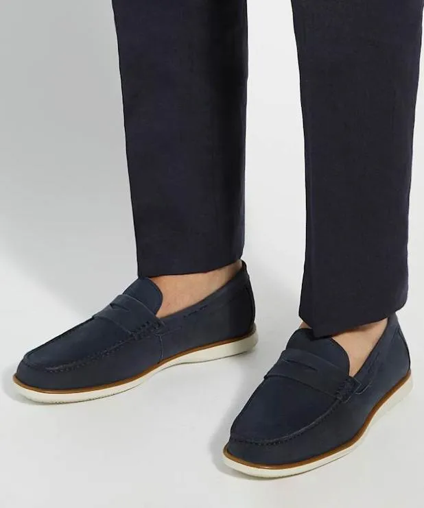 Dune London Loafers Men Penny Trim Nubuck Loafers Blue