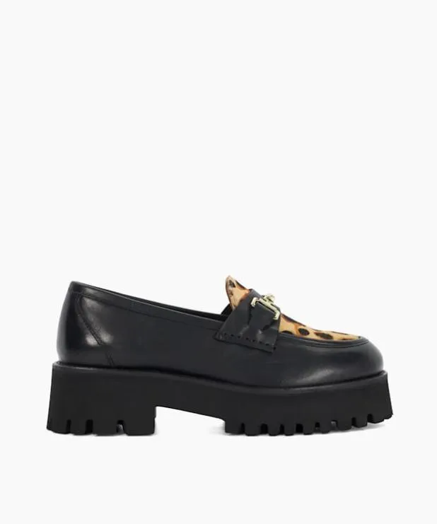 Dune London Loafers Women Chunky Branded Snaffle Trim Loafer Animal