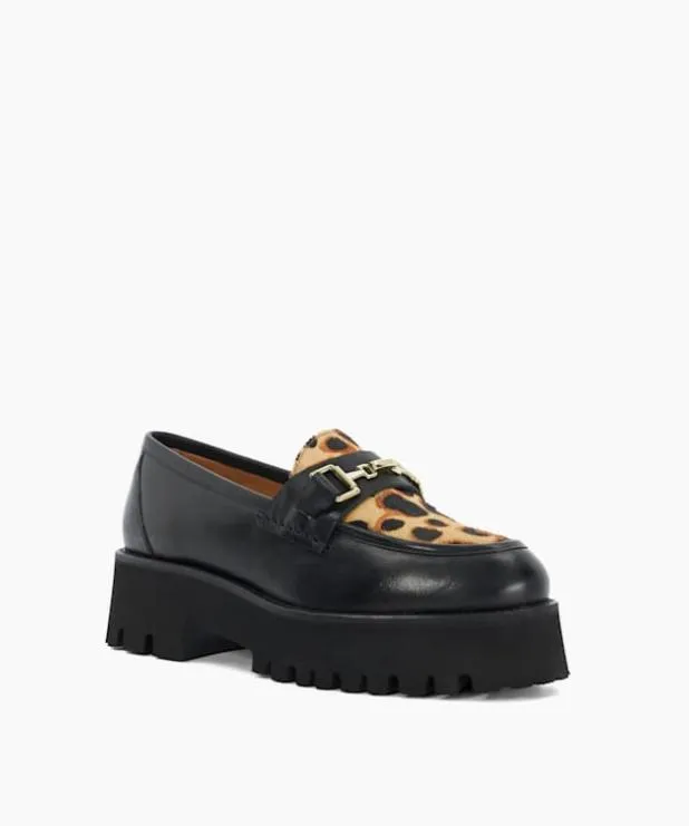 Dune London Loafers Women Chunky Branded Snaffle Trim Loafer Animal