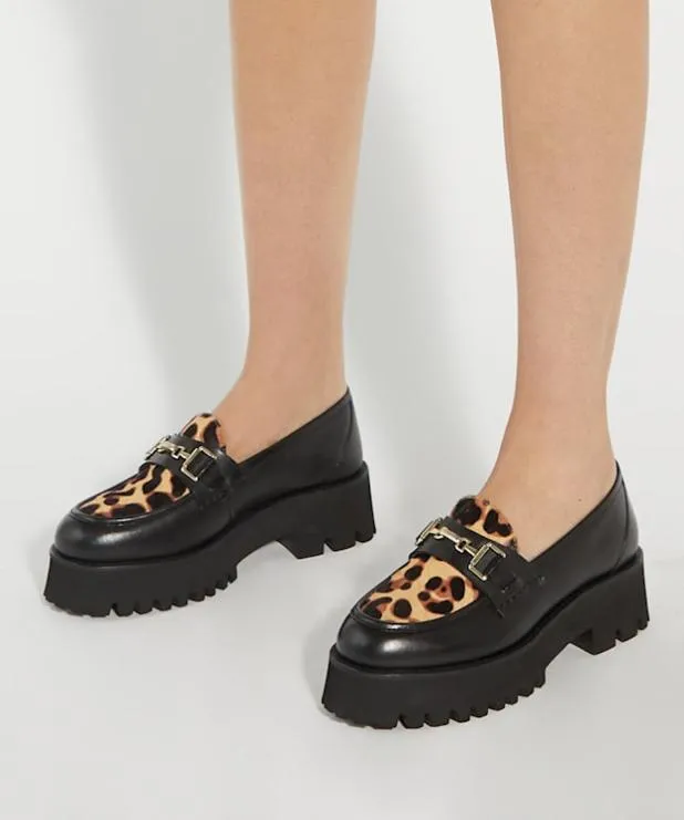 Dune London Loafers Women Chunky Branded Snaffle Trim Loafer Animal