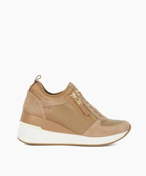 Dune London Trainers Women Lace Up Wedge Trainers Brown