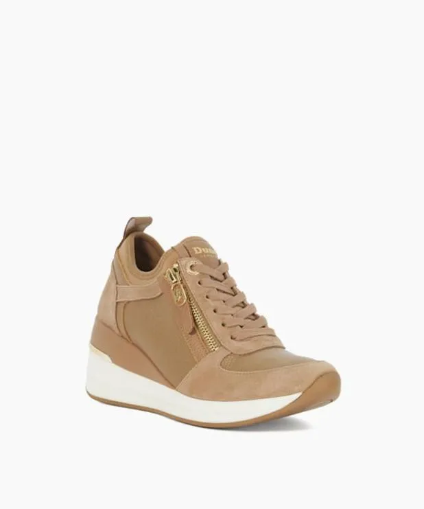 Dune London Trainers Women Lace Up Wedge Trainers Brown