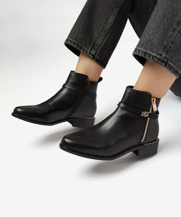 Dune London Wide Fit Boots Women Wide Fit ZipDetail Ankle Boots Black
