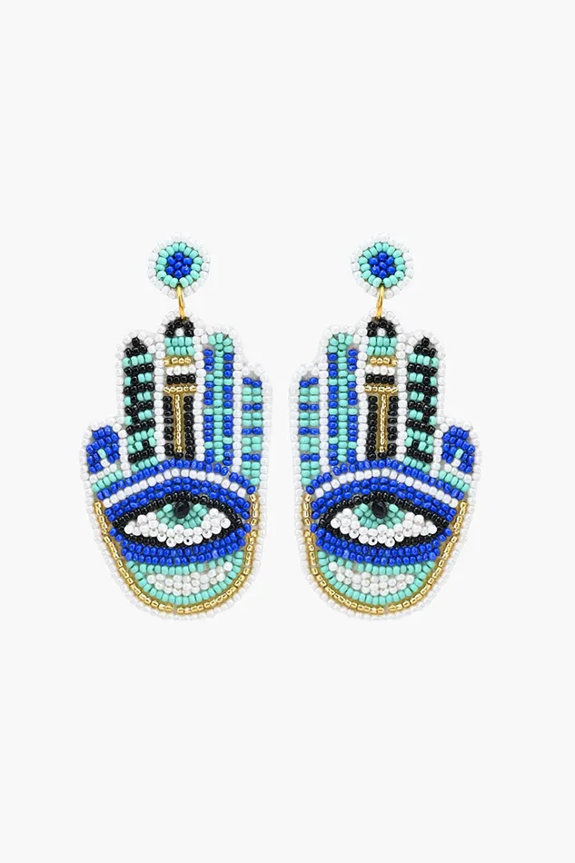 Earrings Women America and Beyond Hamsa Evil Eye Beaded Earrings