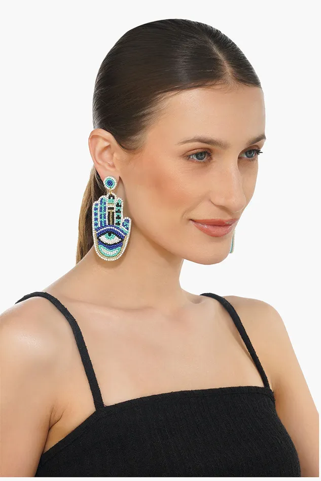 Earrings Women America and Beyond Hamsa Evil Eye Beaded Earrings