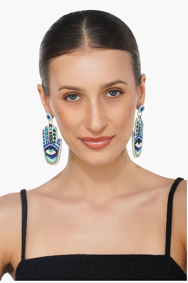 Earrings Women America and Beyond Hamsa Evil Eye Beaded Earrings