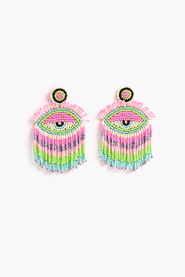 Earrings Women America and Beyond Pink Lazy Eye Earrings