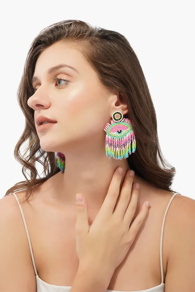 Earrings Women America and Beyond Pink Lazy Eye Earrings