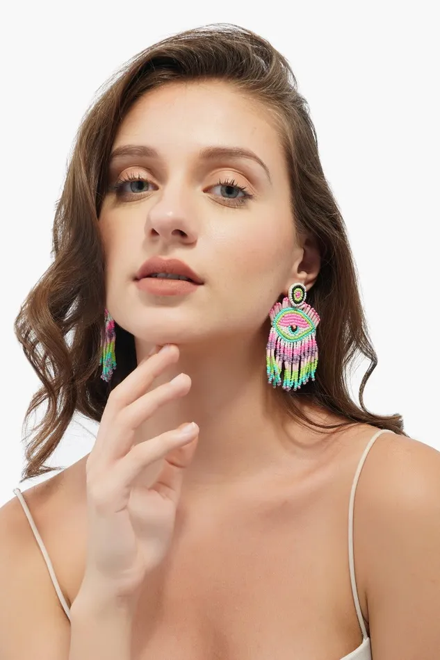 Earrings Women America and Beyond Pink Lazy Eye Earrings