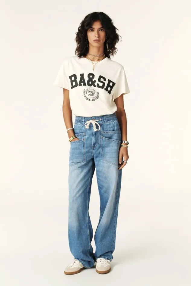 Elastic Waist Jeans Mima Blue Women Baandsh Pants and Jeans