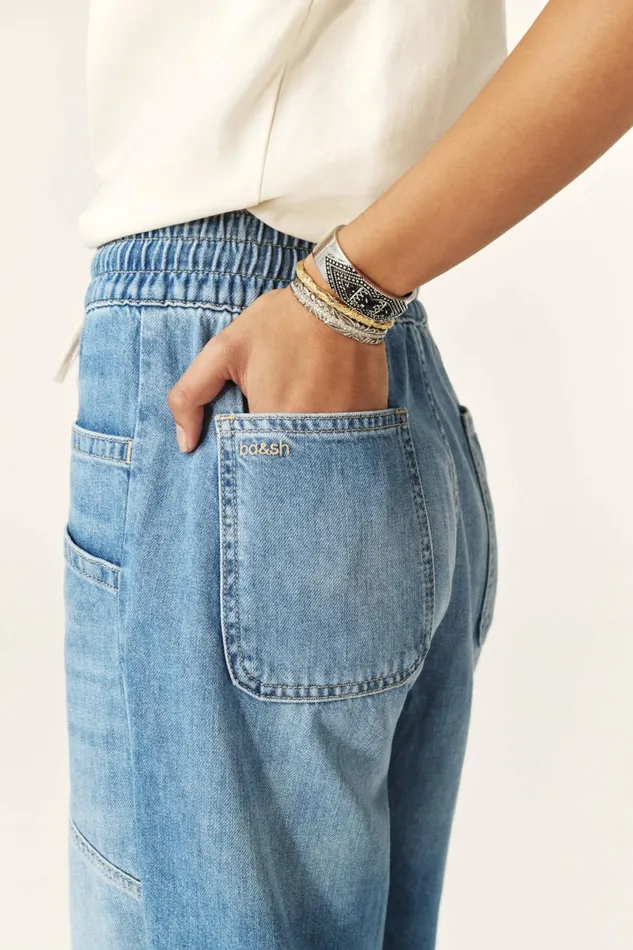 Elastic Waist Jeans Mima Blue Women Baandsh Pants and Jeans