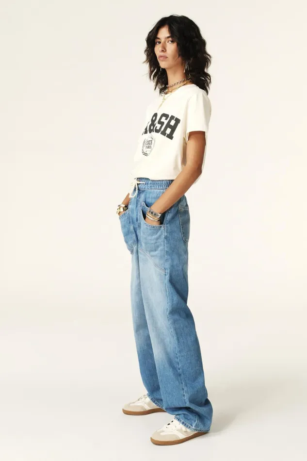 Elastic Waist Jeans Mima Blue Women Baandsh Pants and Jeans