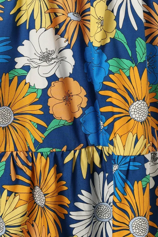 Elsie Short Sleeve Maxi Dress Denim Blue Women Floral Dresses Petal and Pup