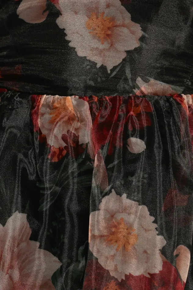 Elspeth Midi Dress Black Floral Women Dresses Petal and Pup