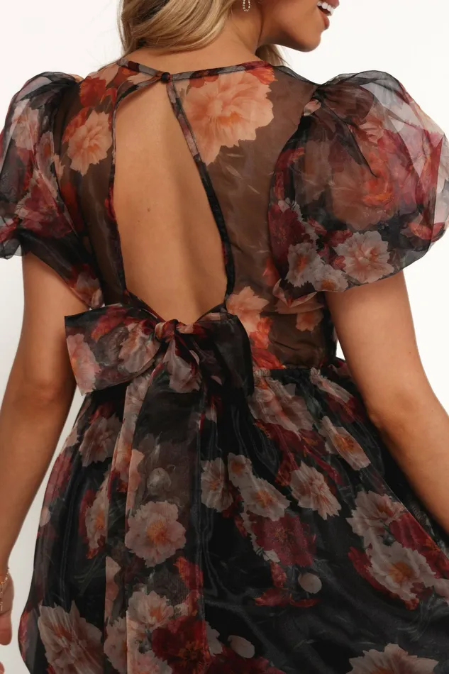 Elspeth Midi Dress Black Floral Women Dresses Petal and Pup