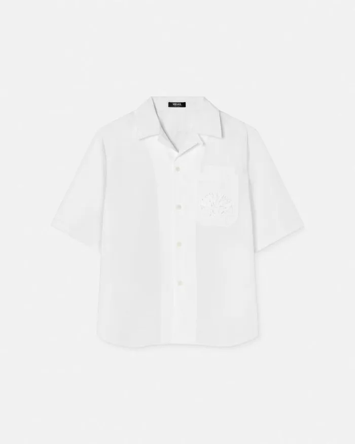 Embroidered Barocco Sea Shirt Whiteprint Men Versace Shirts