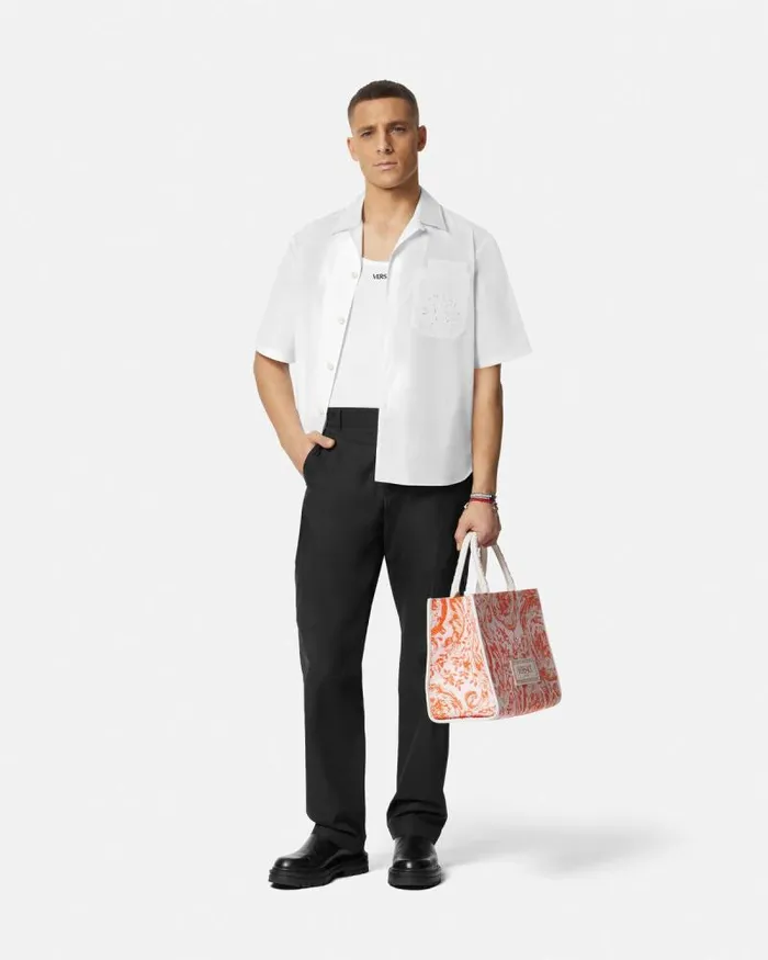 Embroidered Barocco Sea Shirt Whiteprint Men Versace Shirts