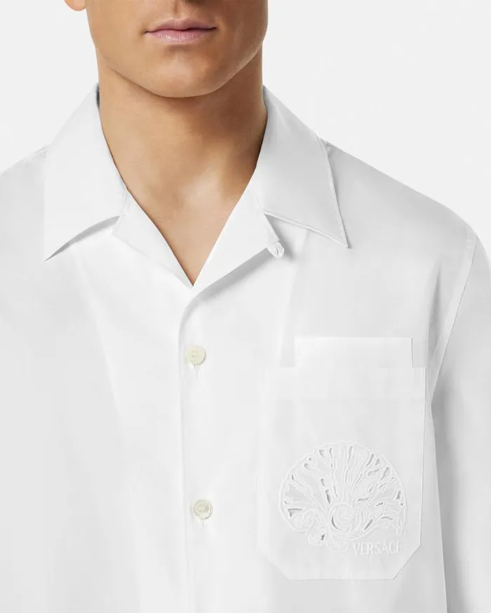 Embroidered Barocco Sea Shirt Whiteprint Men Versace Shirts