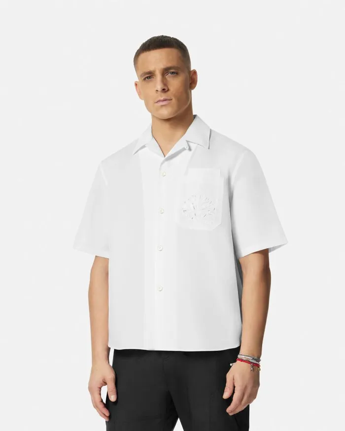 Embroidered Barocco Sea Shirt Whiteprint Men Versace Shirts