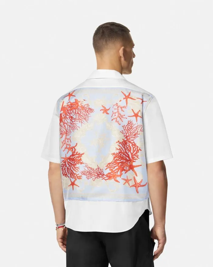 Embroidered Barocco Sea Shirt Whiteprint Men Versace Shirts