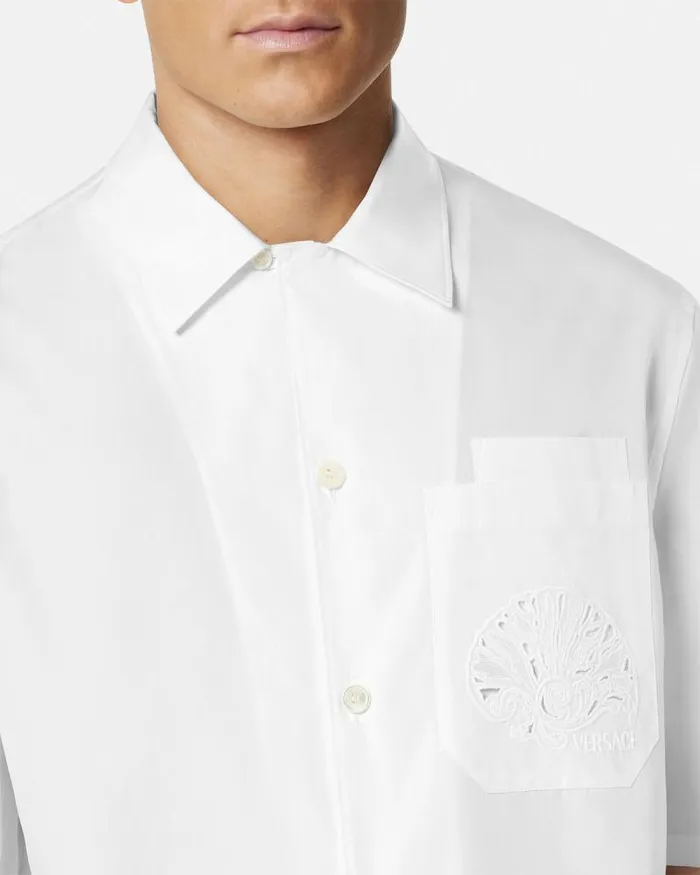 Embroidered Barocco Sea Shirt Whiteprint Men Versace Shirts