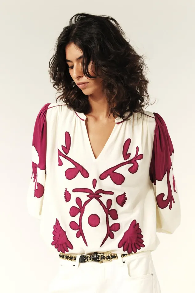 Embroidered Blouse Tupa OffWhite Women Baandsh Tops and Shirts