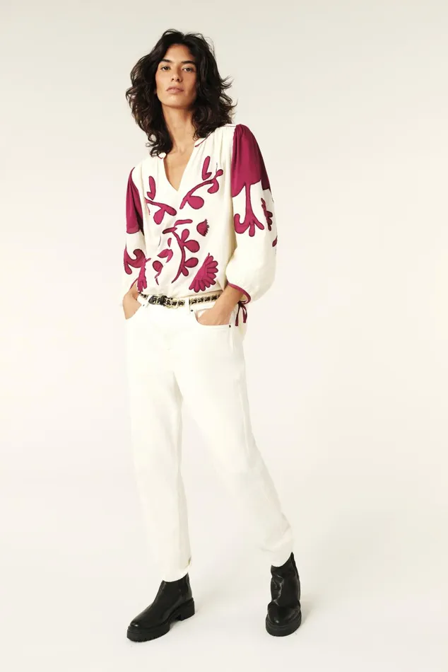 Embroidered Blouse Tupa OffWhite Women Baandsh Tops and Shirts