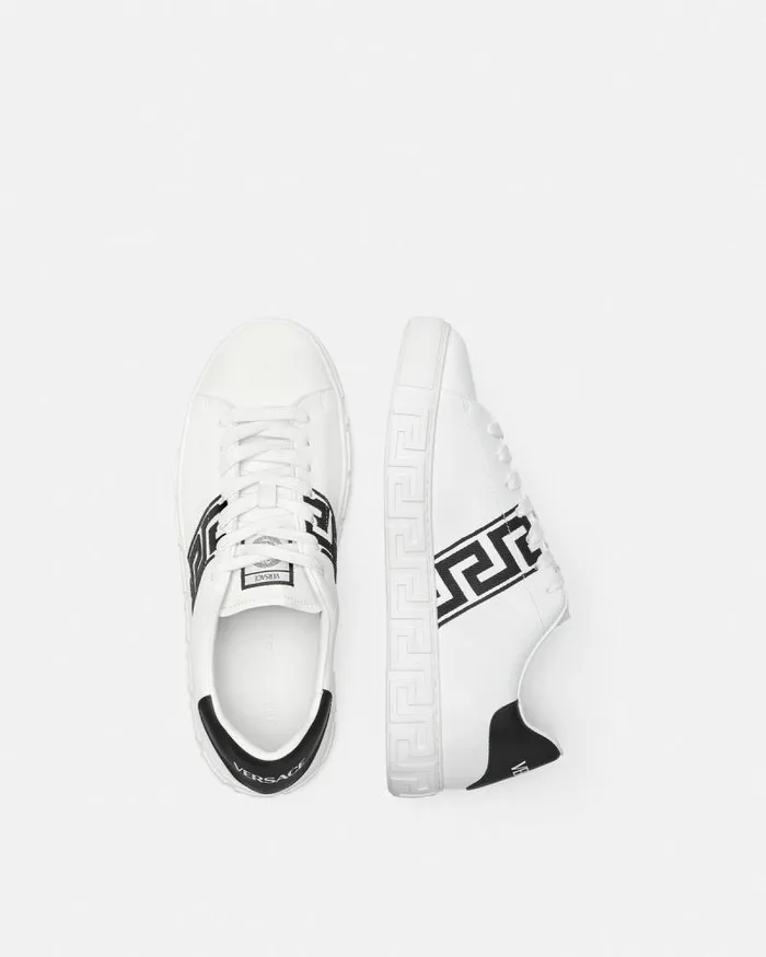 Embroidered Greca Sneakers Blackwhite Men Versace Sneakers