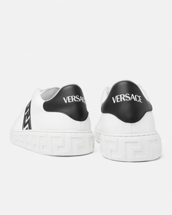 Embroidered Greca Sneakers Blackwhite Men Versace Sneakers