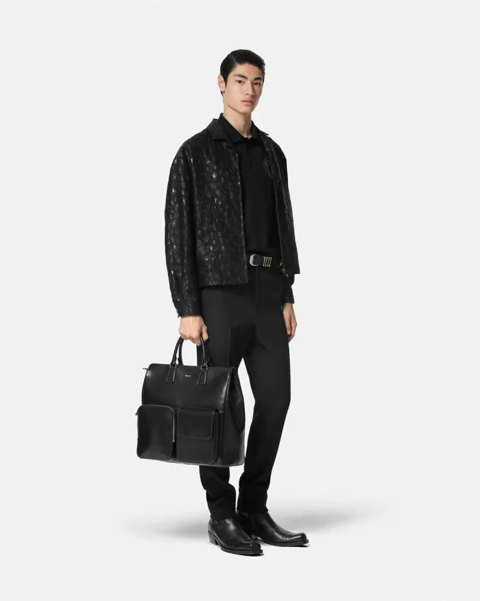 Embroidered Medusa Polo Shirt Black Men Versace TShirts and Polos
