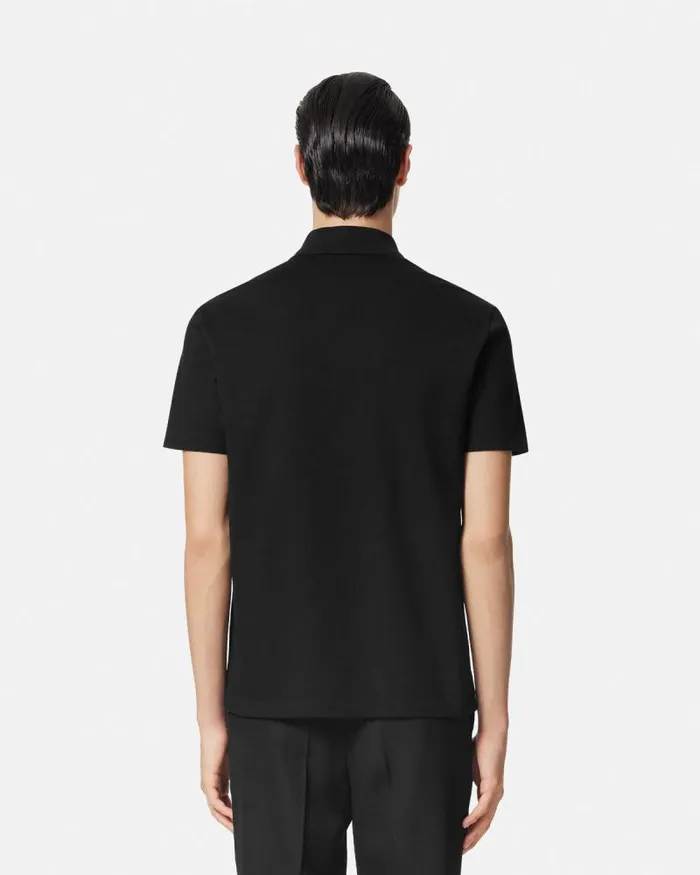 Embroidered Medusa Polo Shirt Black Men Versace TShirts and Polos