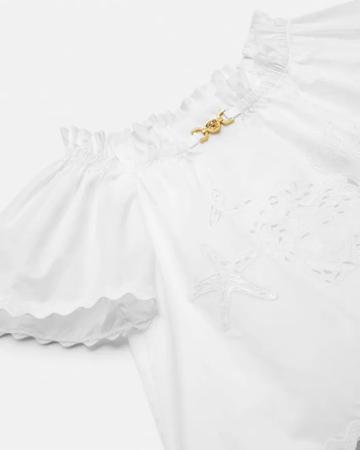 Embroidered Sangallo Kids Shirt White Children Versace Clothing