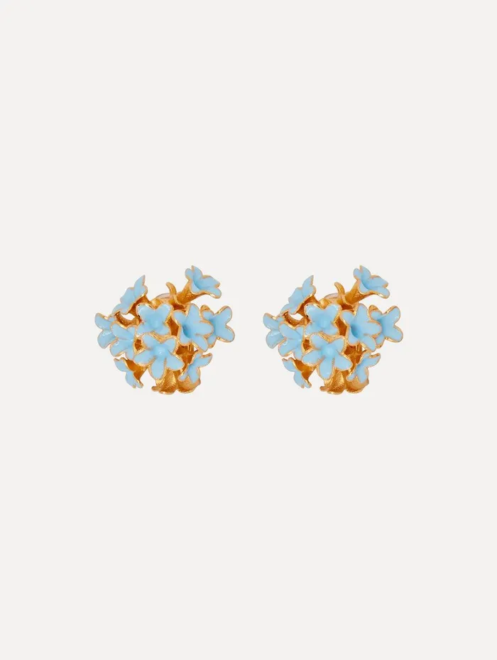 Enamel Bouquet Button ClipOn Earrings Blue Women Oscar De La Renta Earrings