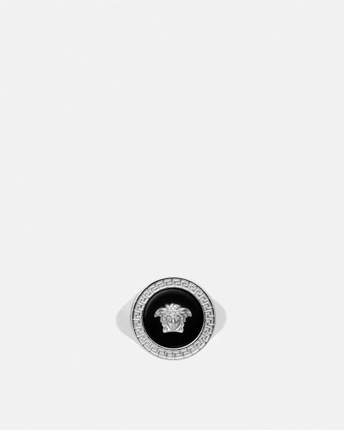 Enamel Medusa Ring Silver WomenMen Versace Rings