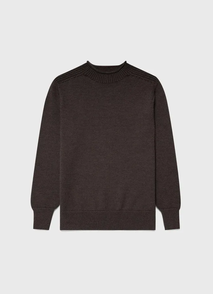 English Merino Fisherman Jumper Coffee Men SUNSPEL Knitwear