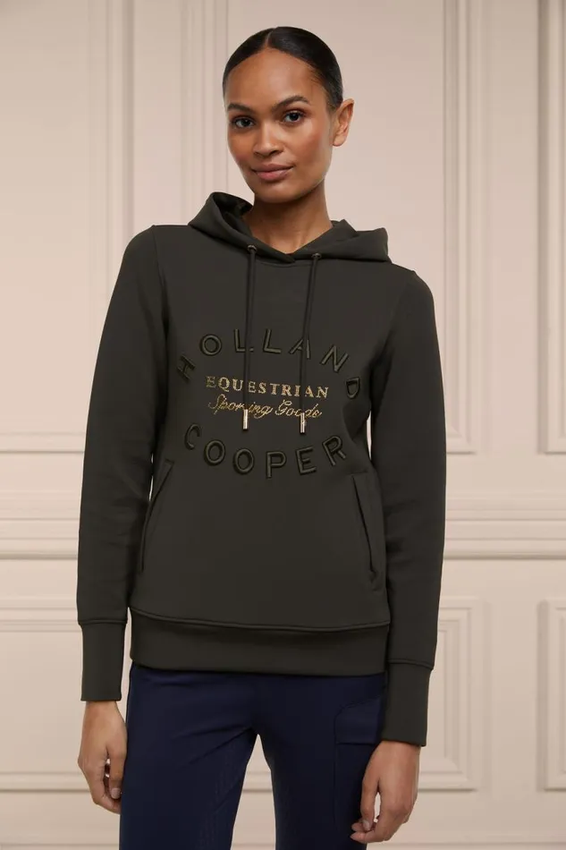 Equestrian Hoodies and Sweatshirts Holland Cooper Crystal Hoodie Heritage Khaki Equestrian Hoodies and Sweatshirts Holland Cooper Crystal Hoodie Heritage Khaki