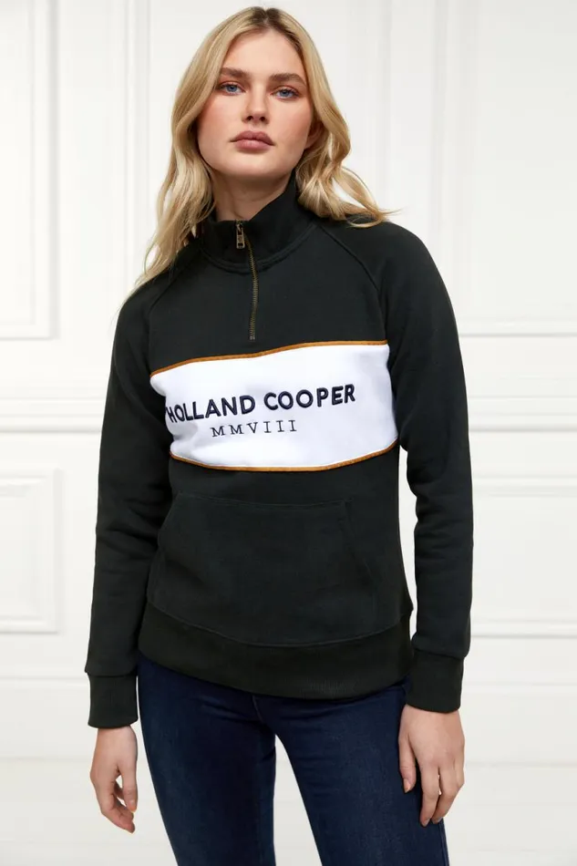 EquestrianWomen Hoodies and Sweatshirts Holland Cooper Sporting Heritage Zip Henley Racing Green EquestrianWomen Hoodies and Sweatshirts Holland Cooper Sporting Heritage Zip Henley Racing Green