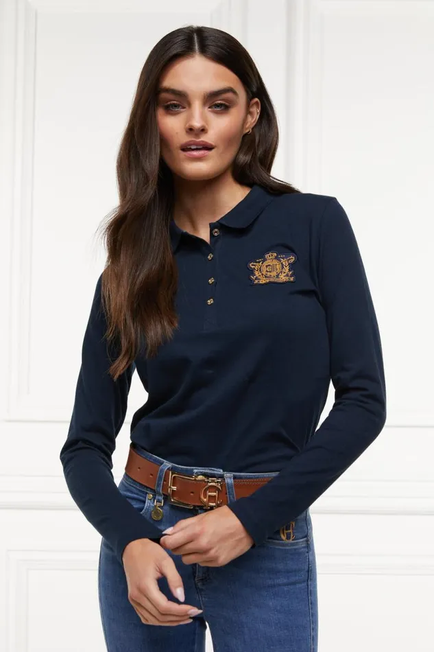 EquestrianWomen Polo Shirts and Tees Holland Cooper Long Sleeve Crest Polo Ink Navy EquestrianWomen Polo Shirts and Tees Holland Cooper Long Sleeve Crest Polo Ink Navy
