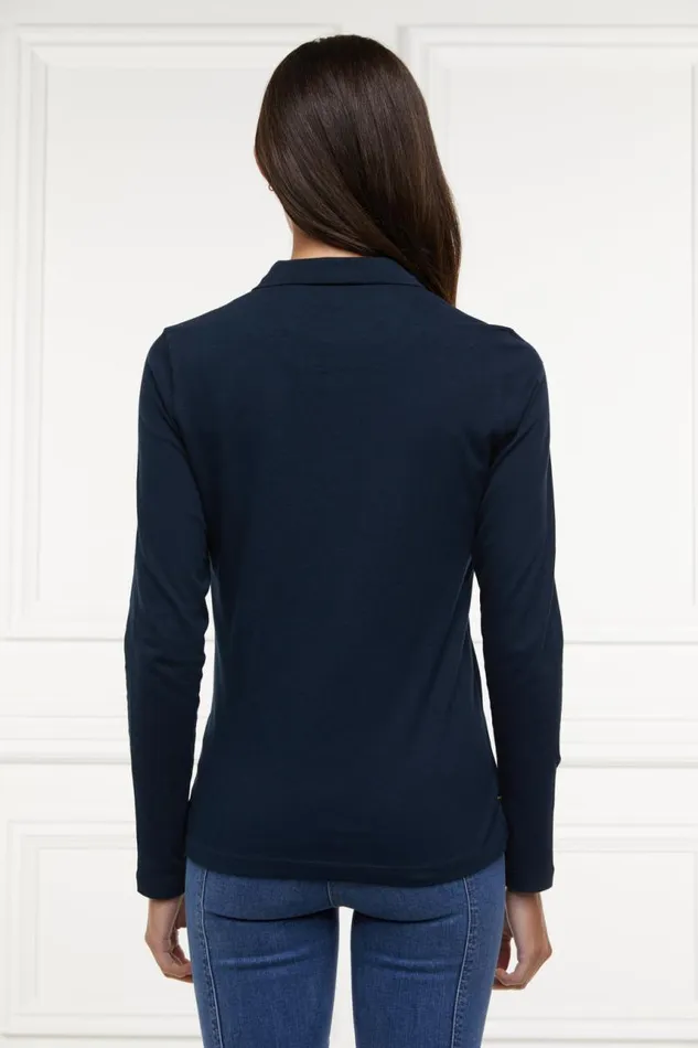 EquestrianWomen Polo Shirts and Tees Holland Cooper Long Sleeve Crest Polo Ink Navy