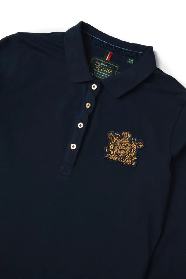 EquestrianWomen Polo Shirts and Tees Holland Cooper Long Sleeve Crest Polo Ink Navy