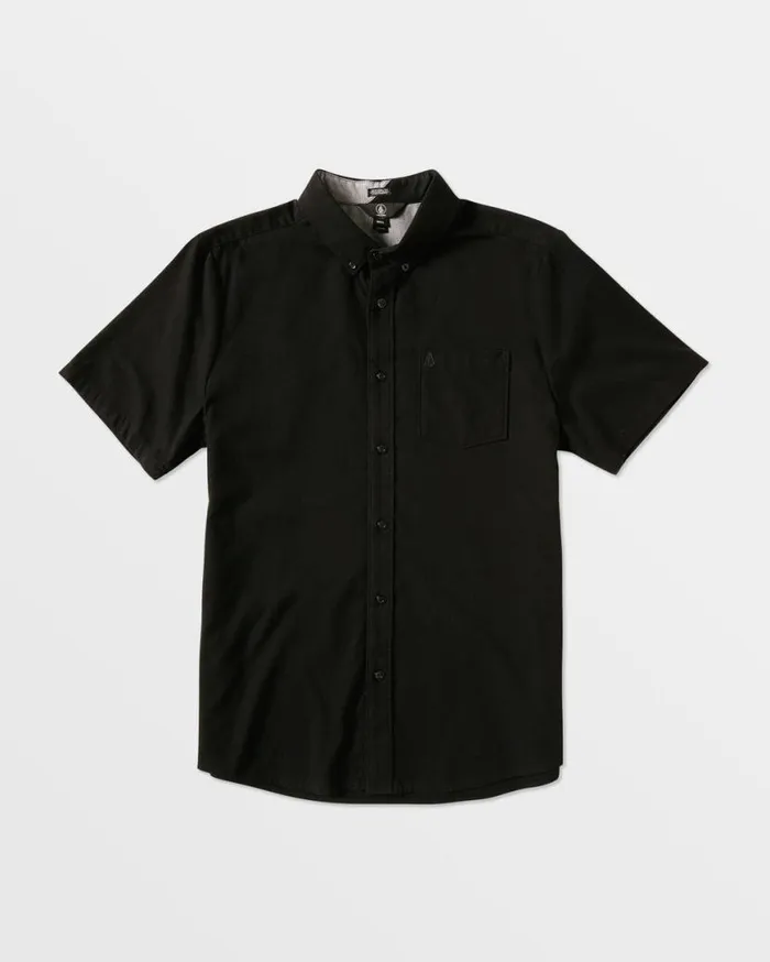 Everett Oxford Short Sleeve Shirt 8211 New Black Mens Volcom Shirts and Flannels