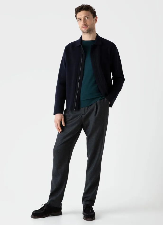 ExtraFine Merino Crew Neck Peacock Men SUNSPEL Knitwear