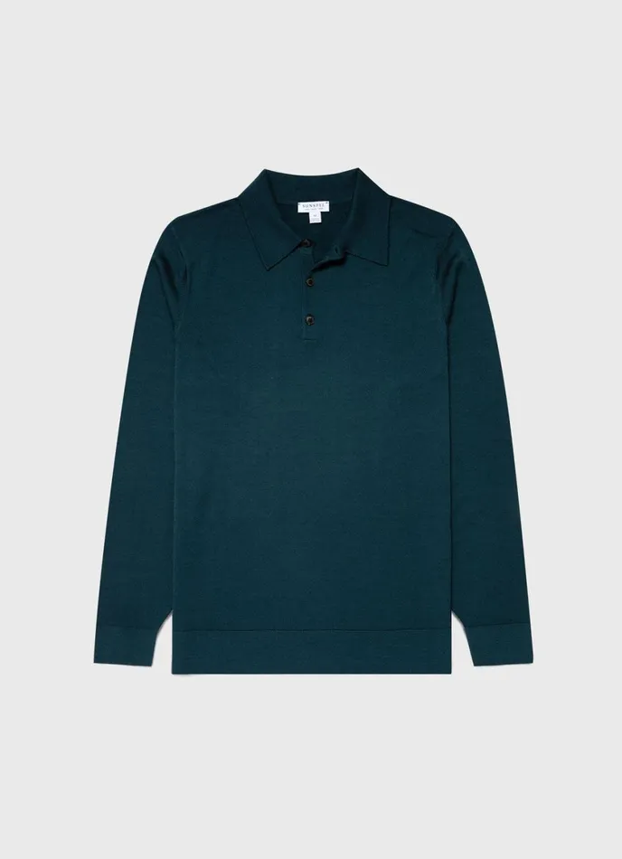ExtraFine Merino Polo Shirt Peacock Men SUNSPEL Polo Shirts