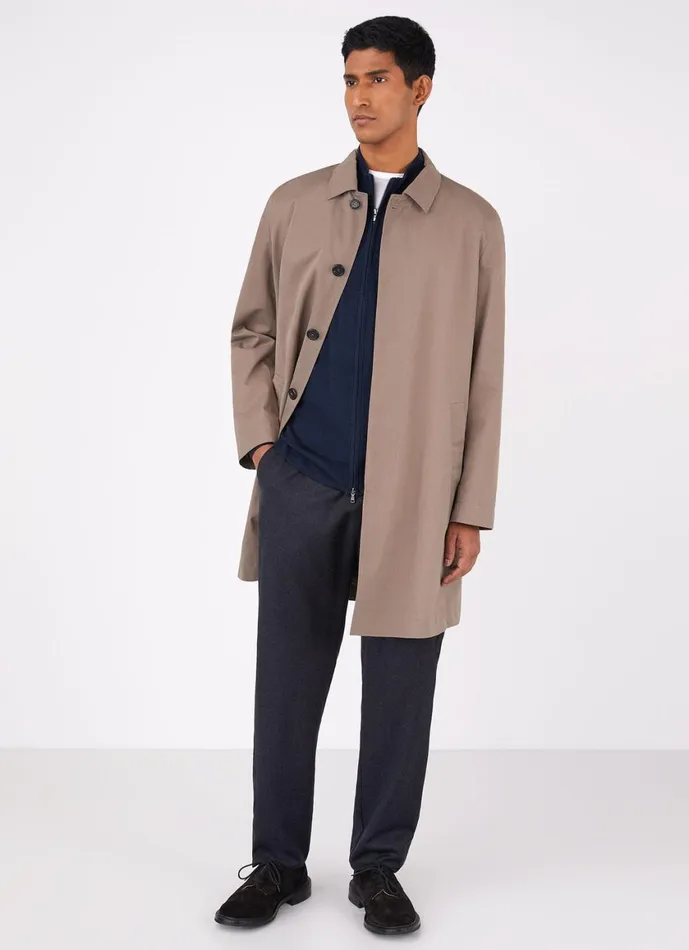 ExtraFine Merino Zip Cardigan Light Navy Men SUNSPEL Knitwear