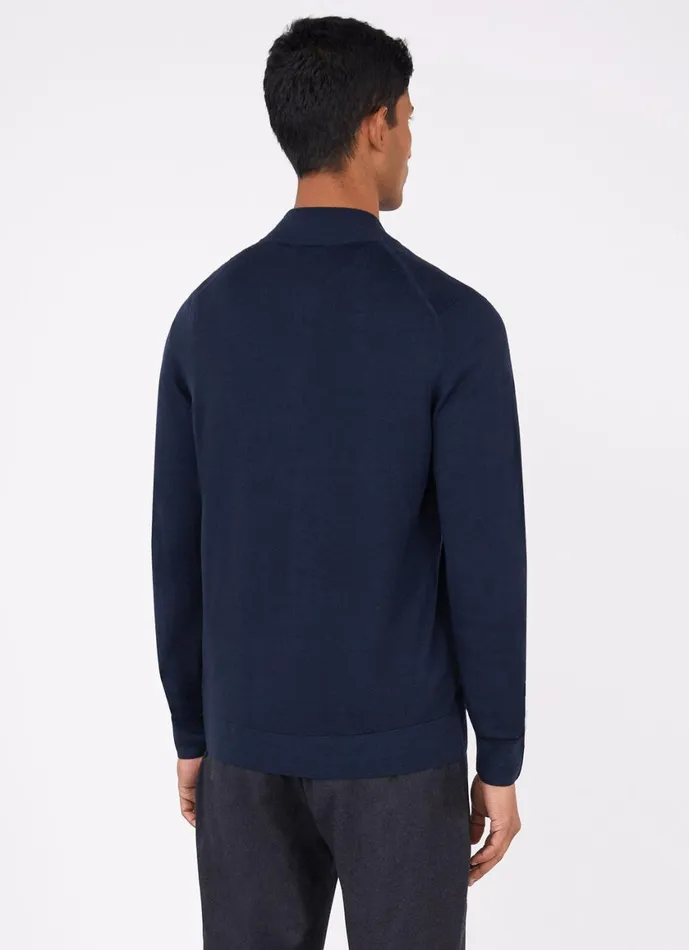 ExtraFine Merino Zip Cardigan Light Navy Men SUNSPEL Knitwear