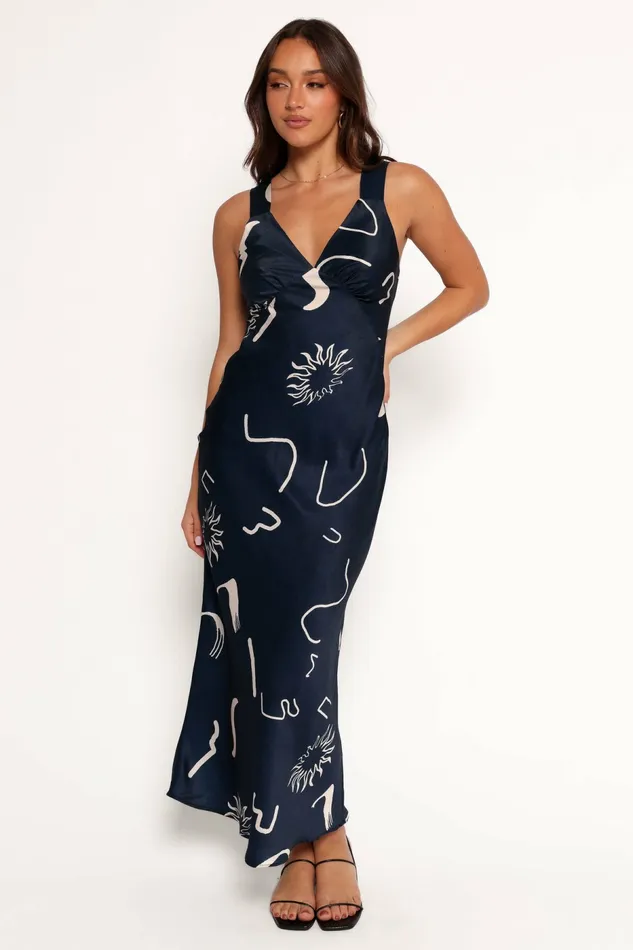 Fall Dresses Ashlyn Midi Dress Navy Print 8211 Petal and Pup Women